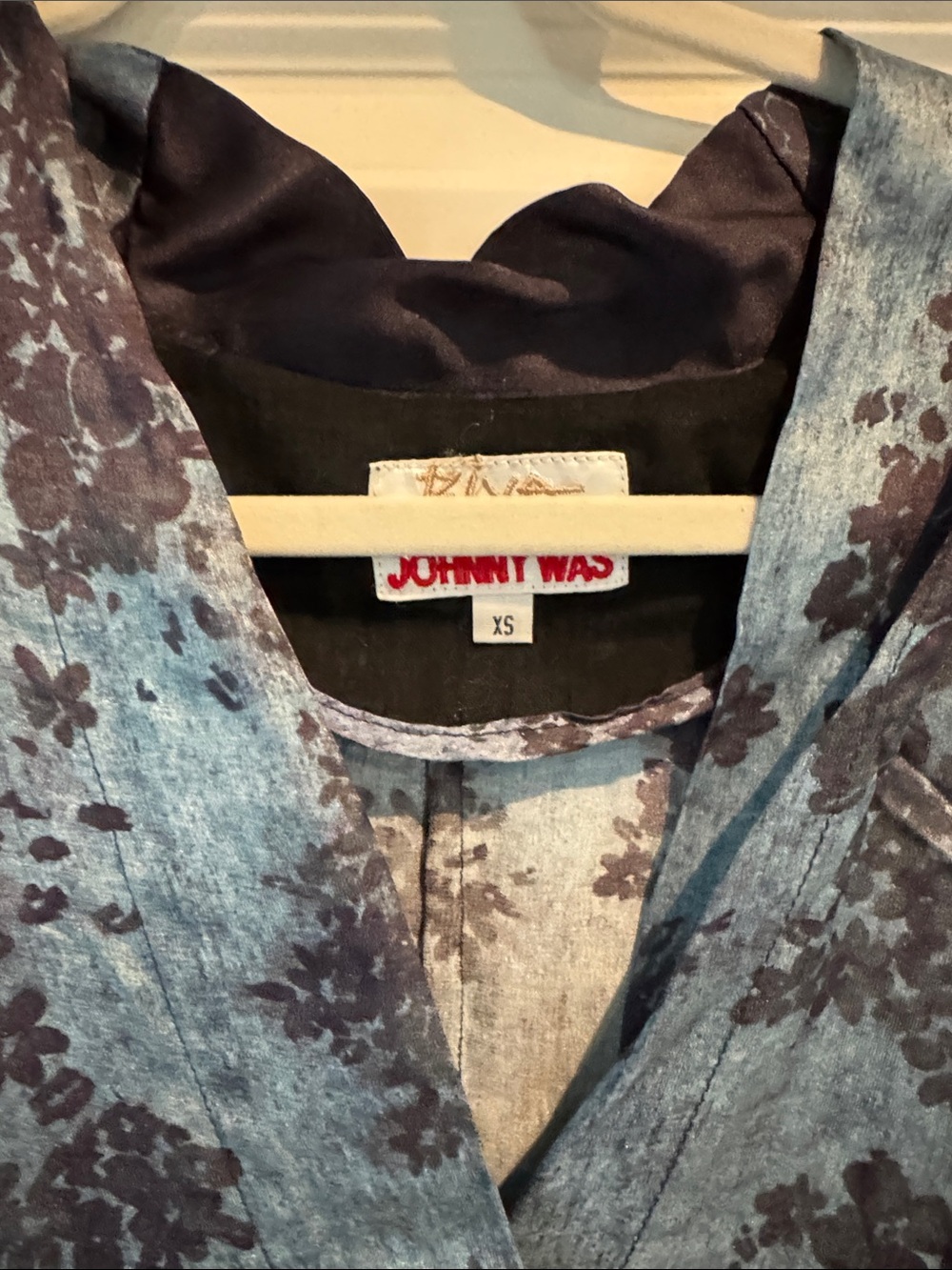 Johnny Was Blue and Black Floral Draped Tunic - Picture 2 of 2